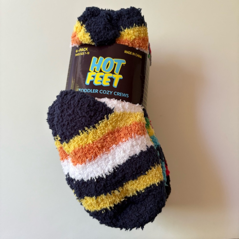 NWT Hot Feet Toddler Cozy Crews Size 7-10, 6-Pack